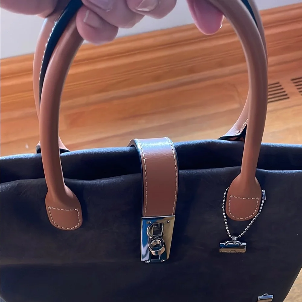 La Bagagerie Brown Paisley Design With Tan Leather Handbag - Picture 3 of 13